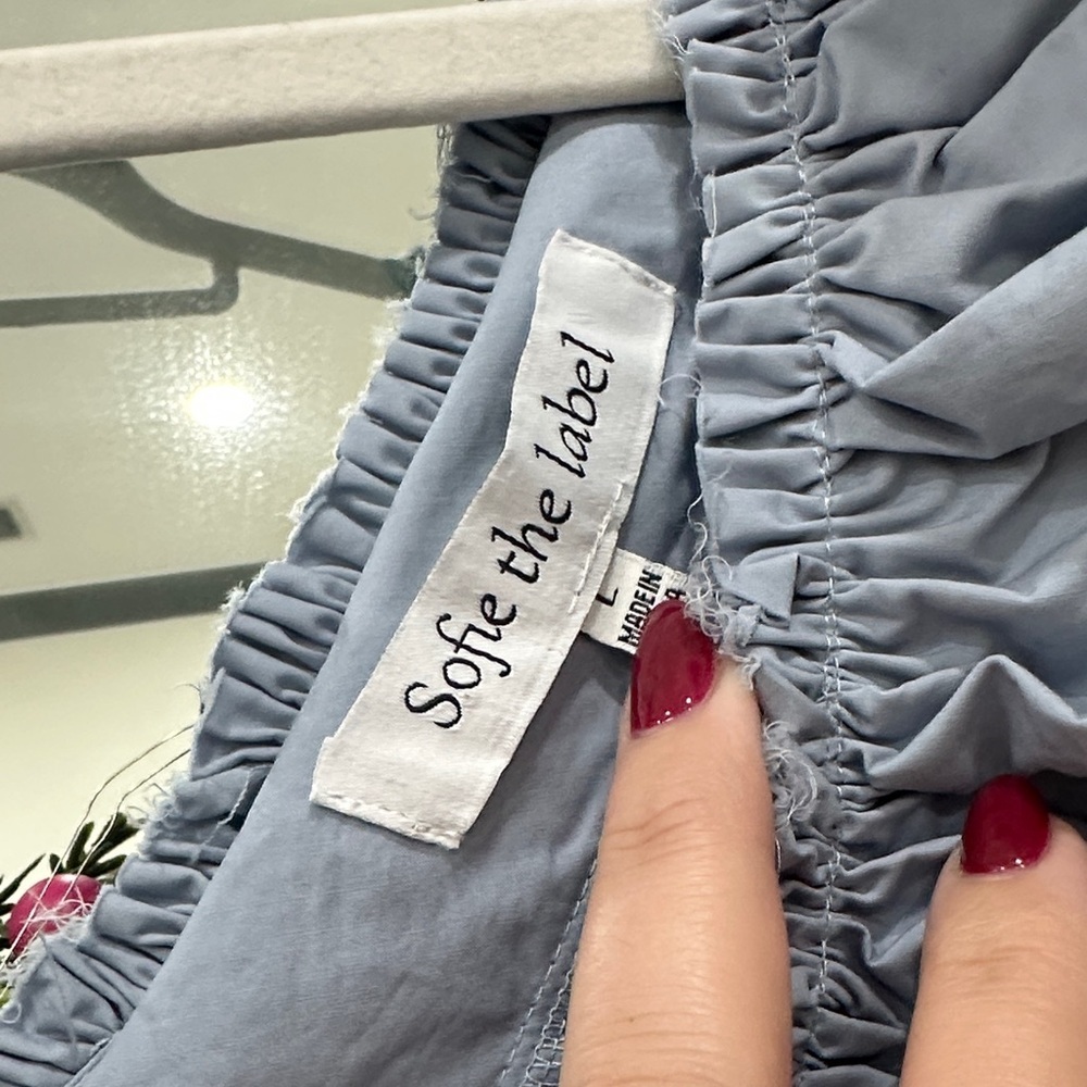 Chic Ruffle Mini Baby Doll Dress in Powder Blue - Picture 3 of 5